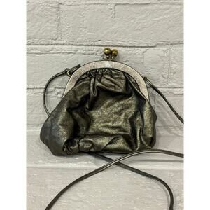 Vintage Leather Eon Metallic Kiss Closure Crossbody Bag